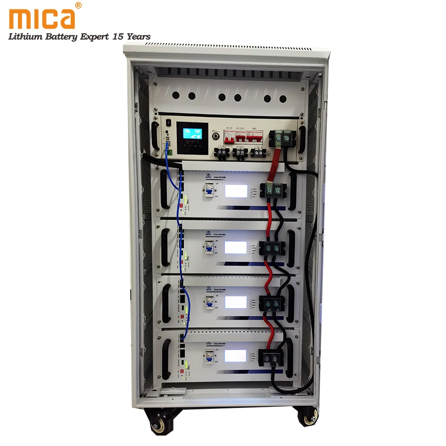 Mica Lithium Ion Batteries 20kwh 15kwh 10kwh Solar Energy Storage Cabinet with Inverter 48V 100ah 5u LiFePO4 Battery Pack