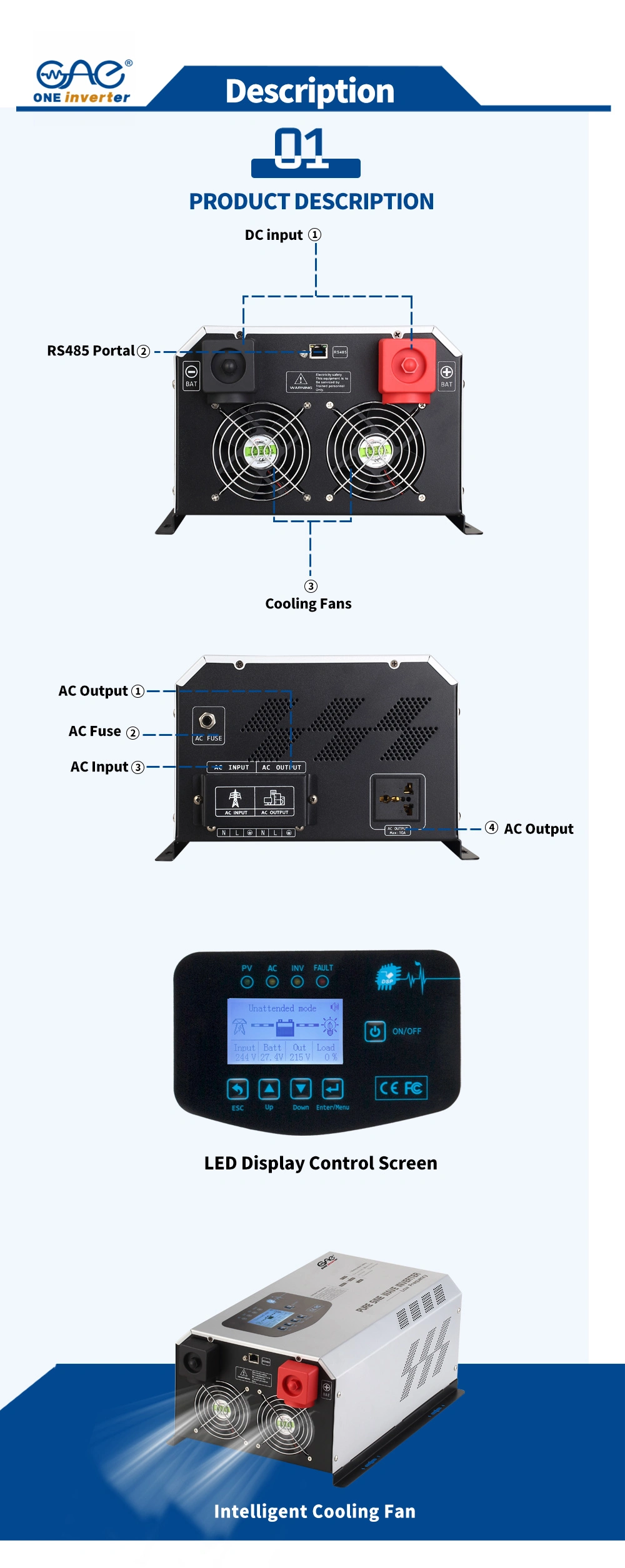 off Grid Pure Sine Wave 5000W Solar Power Inverter with WiFi and Apps